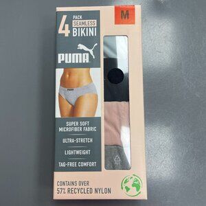 NEW PUMA Women's M 4 Pack Seamless Bikini Underwear Ultra Stretch Multi color